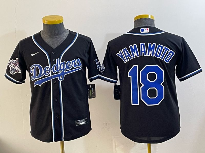 Youth Nike 2026 Los Angeles Dodgers #18 Yamamoto Black Game MLB Jersey 083